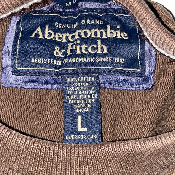 ABERCROMBIE AND FITCH MUSCLE LONG SLEEVE SHIRT BROWN LARGE - Picture 4 of 7